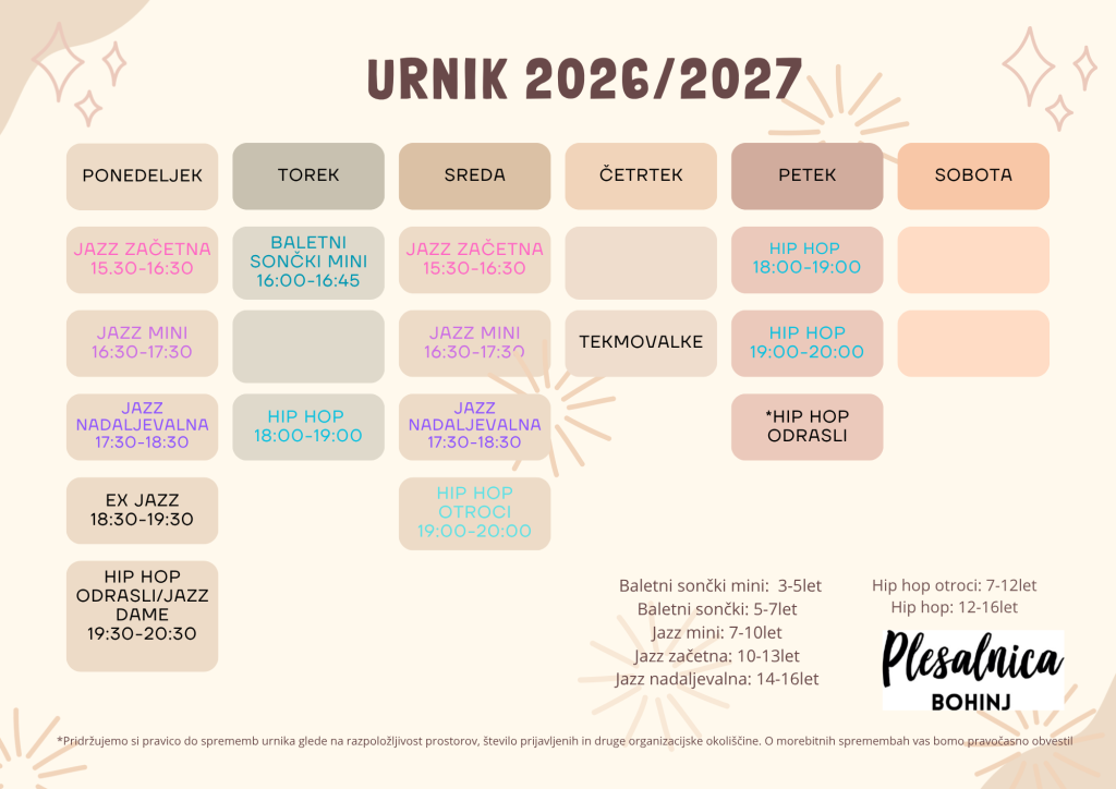 urnik plesalnica 2026-2027